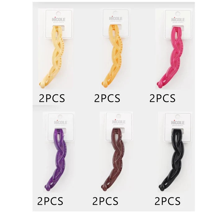 10.5cm Banana Hair Clips - 2-Piece Woven Twist Set (QW2321)