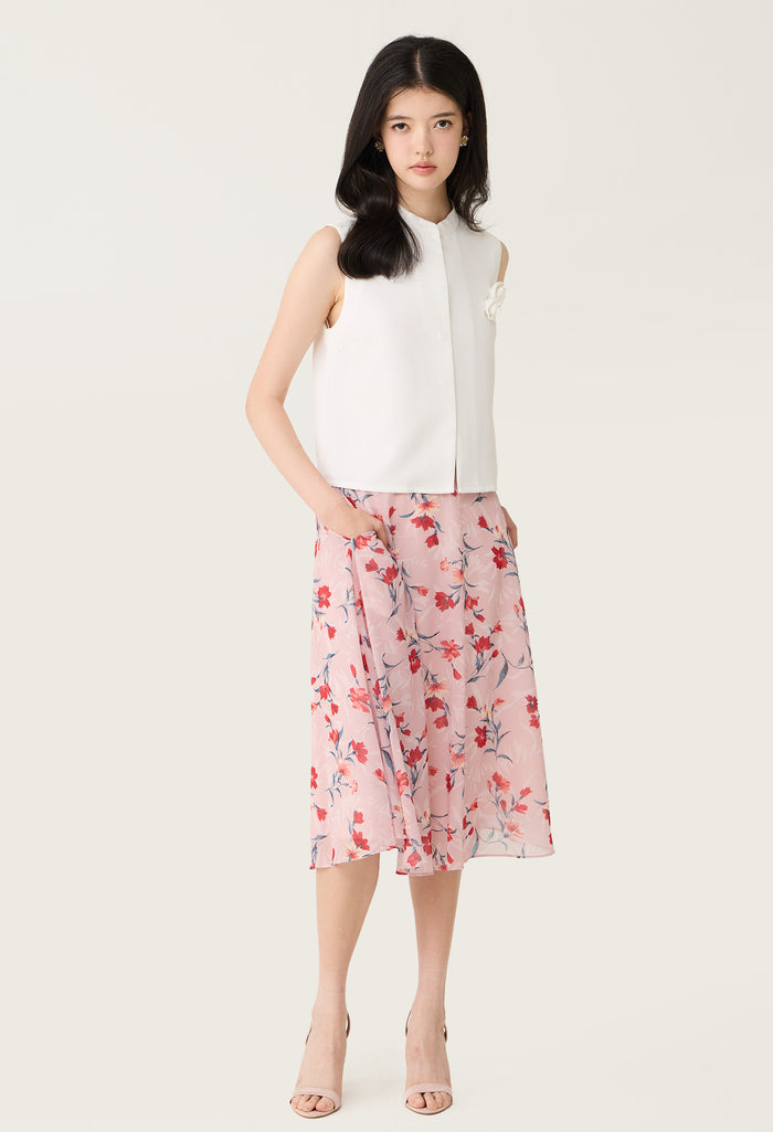 3D Flower Mock Neck Blouse