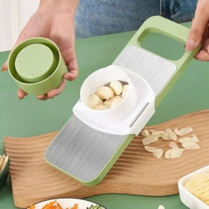 Close-up of Garlic Crusher Feature on a 5-in-1 Vegetable Slicer and Food Chopper