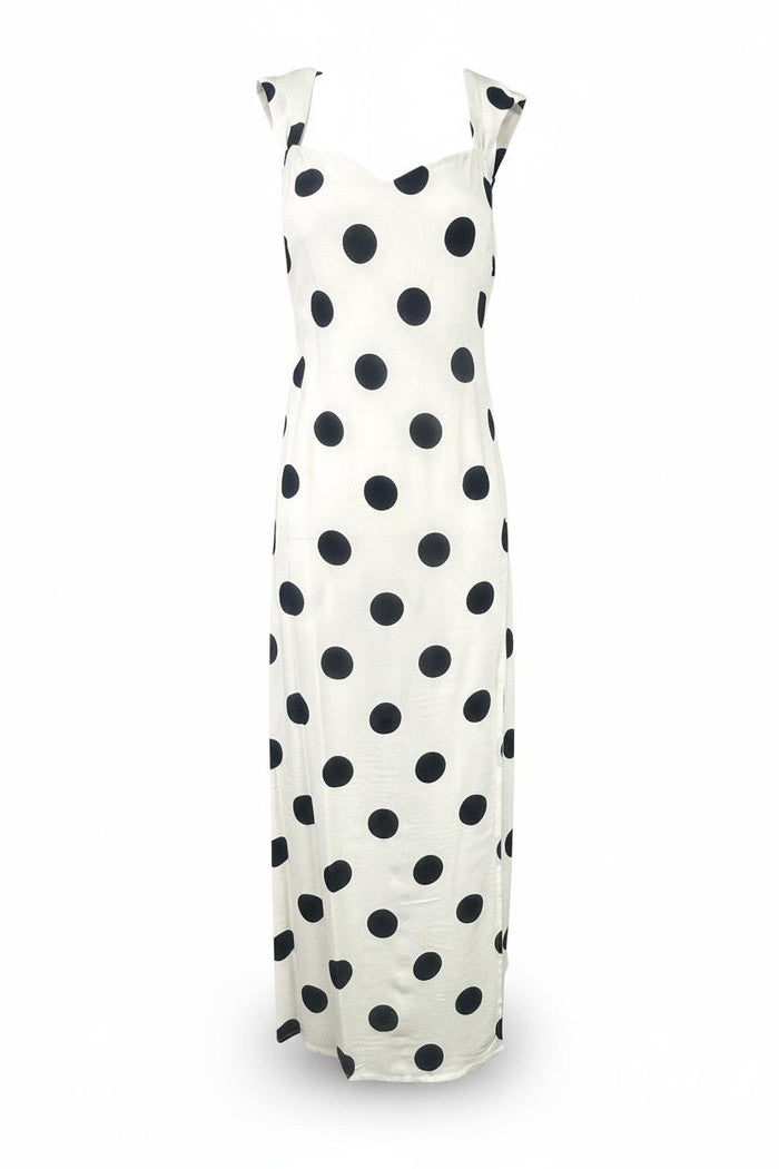 abito donna midi a pois grandi bianco e nero