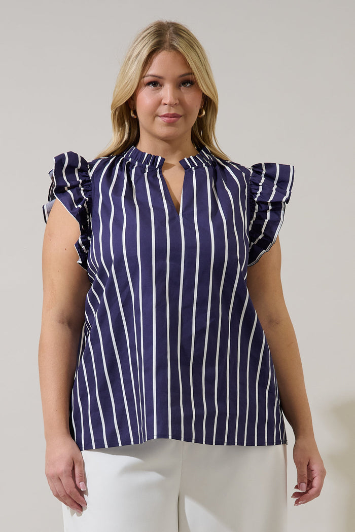 Adlina Ruffle Top Verta Stripe Curve