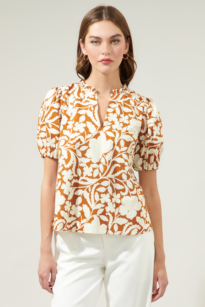 Aurelia Floral Kenni Split Neck Top