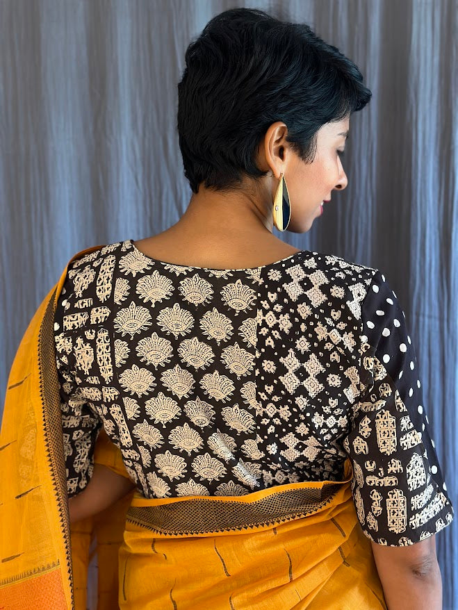 Black cotton jwala blouse