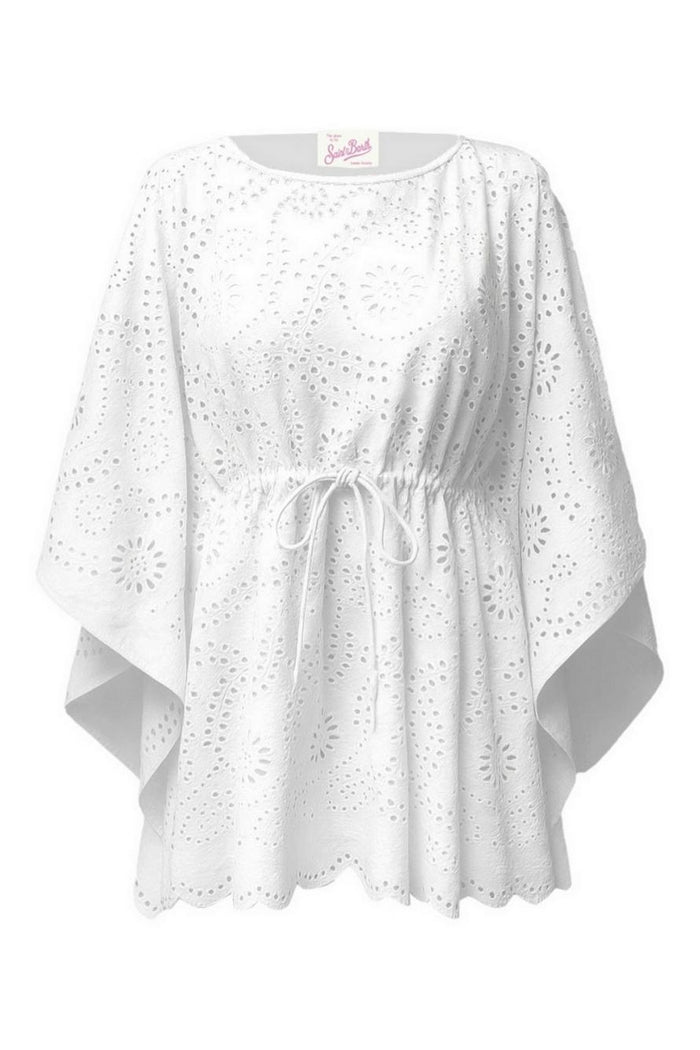 caftano donna in sangallo bianco
