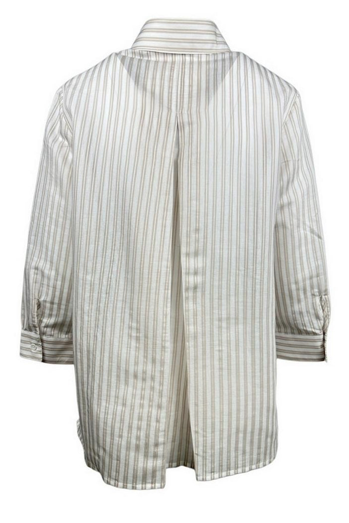 camicia donna con righe cangianti bianca e beige