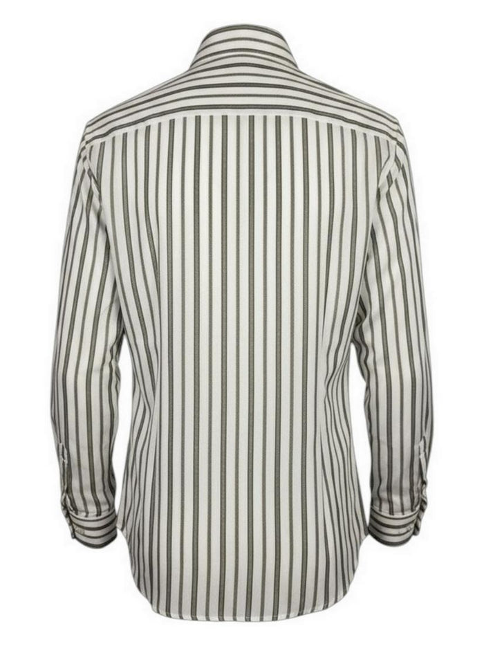 camicia donna righe lurex bianco e verde