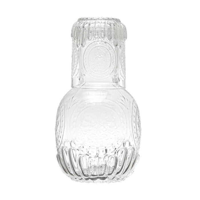 CC - 28 oz. Embossed Glass Carafe w/ 8 oz. Embossed Drinking Glass, Set of 2
