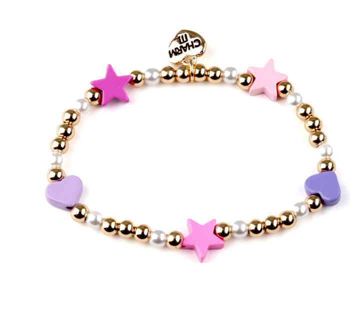 Charm It!® Gold Heart & Star Stretch Bead Bracelet