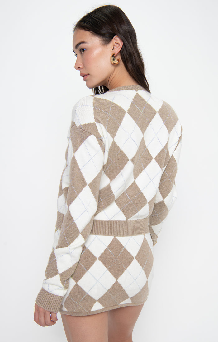 Cher Mini Skort ~ Neutral Argyle Knit
