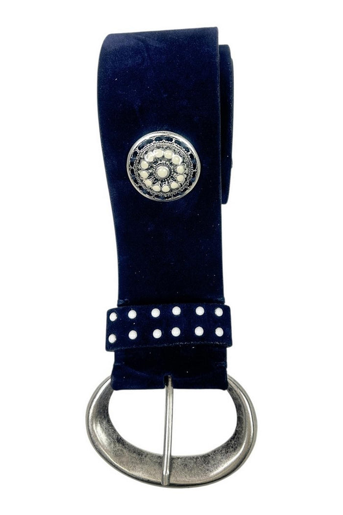 cintura donna blu alta con smalti blu