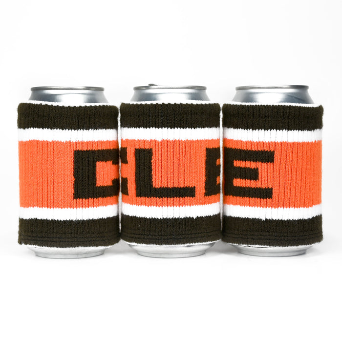 CLE Knit Can Cooler - Brown/Orange