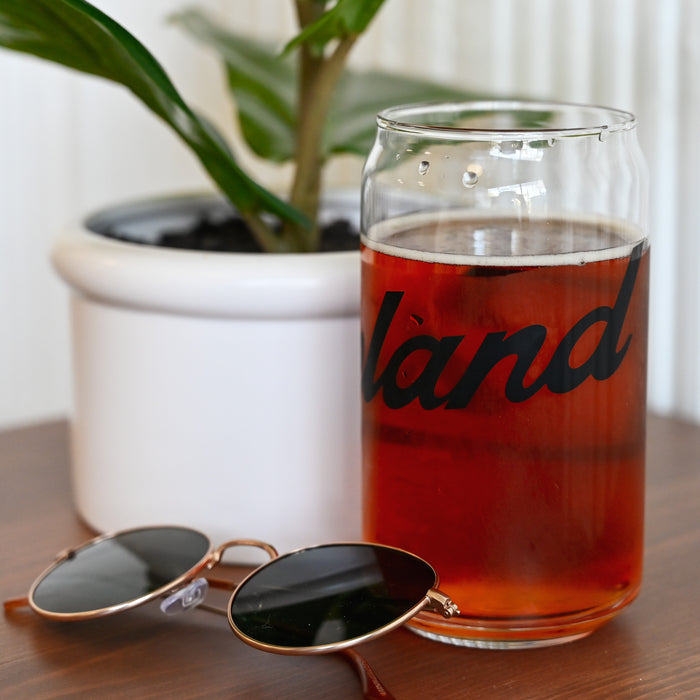 Cleveland Script - 16 oz Pop Can Glass