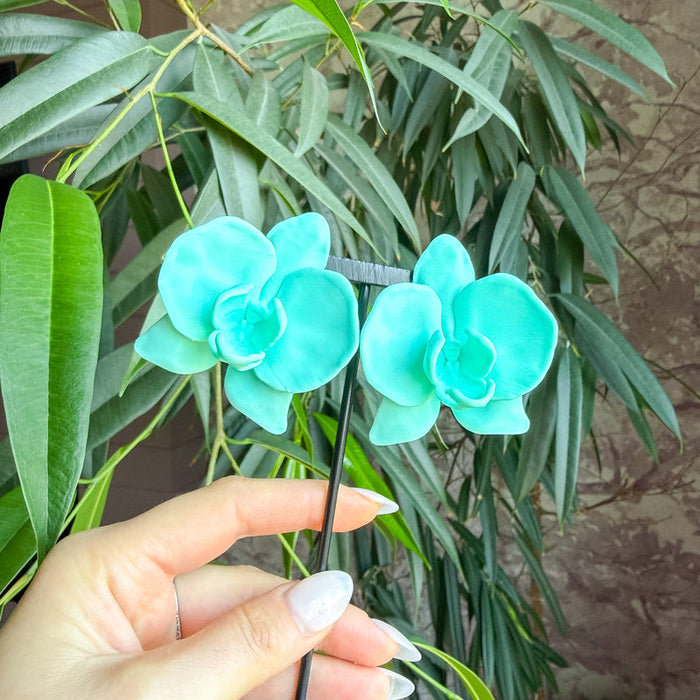 Earrings Orchid Turquoise Statement
