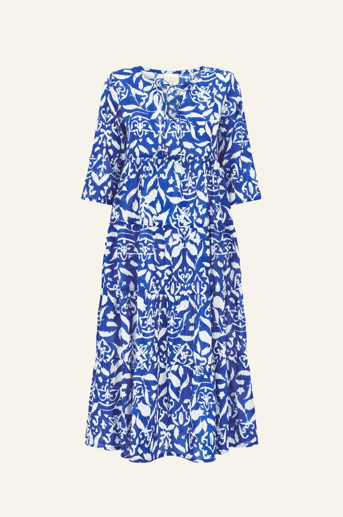 APPROVED * Emma Organic Cotton Dress | Cobalt/White - Aspiga