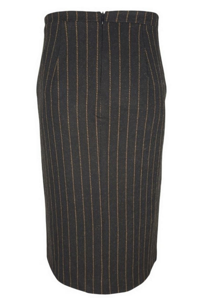 gonna donna fantasia gessata nero e marrone