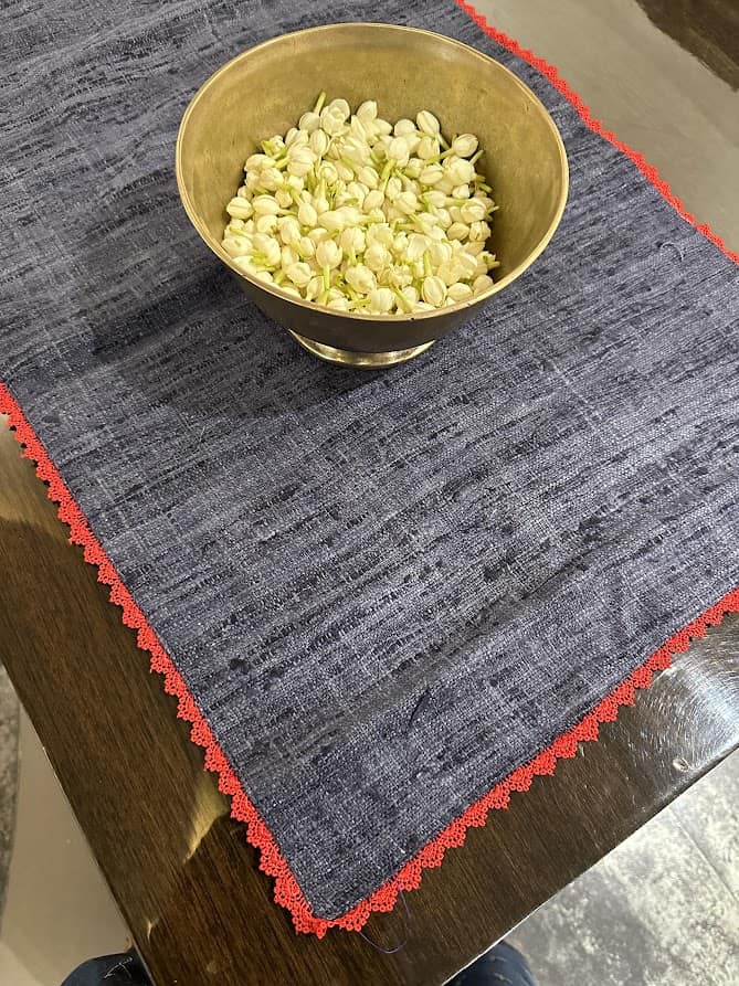 Grey linen table runner