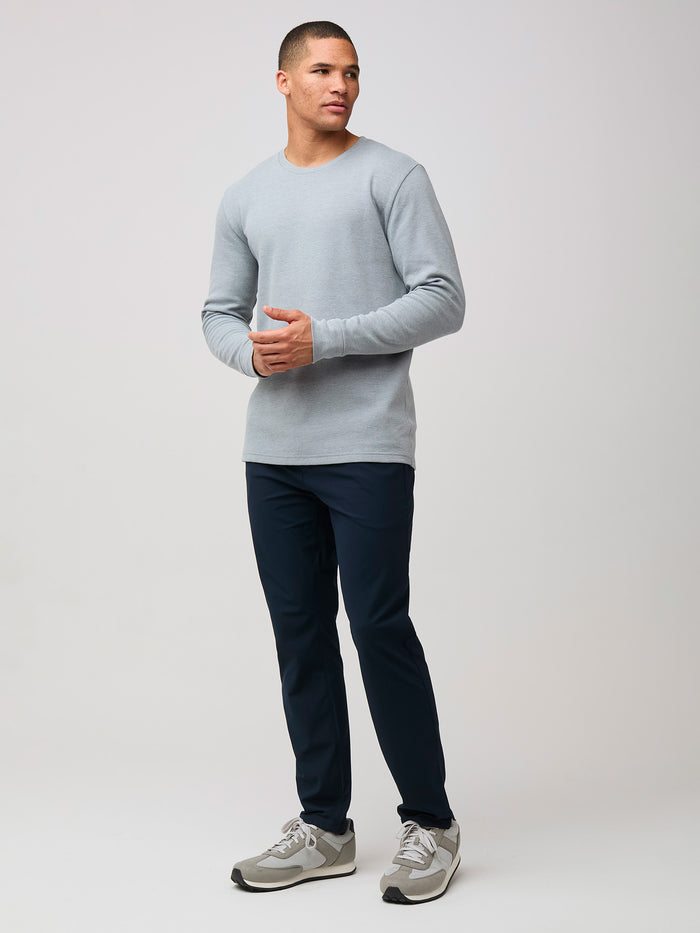 Mikah is 6'1" and wears a size medium # Heather Grey Thermal Long Sleeve Crew | New Color | Fresh Clean Threads