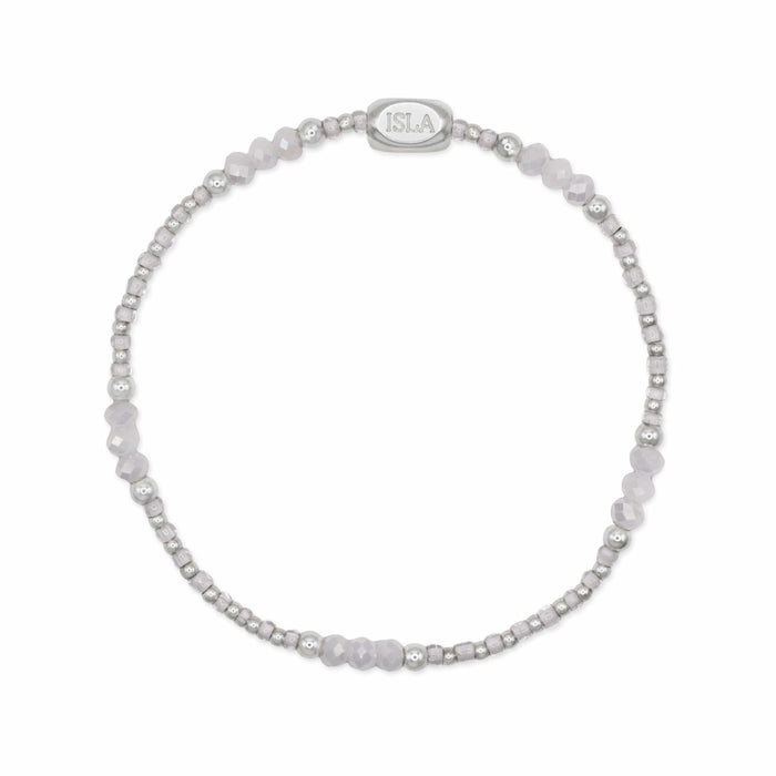 Isla Coastal Crystals Riviera Stretch Bracelet – White Cap Crystal & Silver, Waterproof, Tarnish-Free