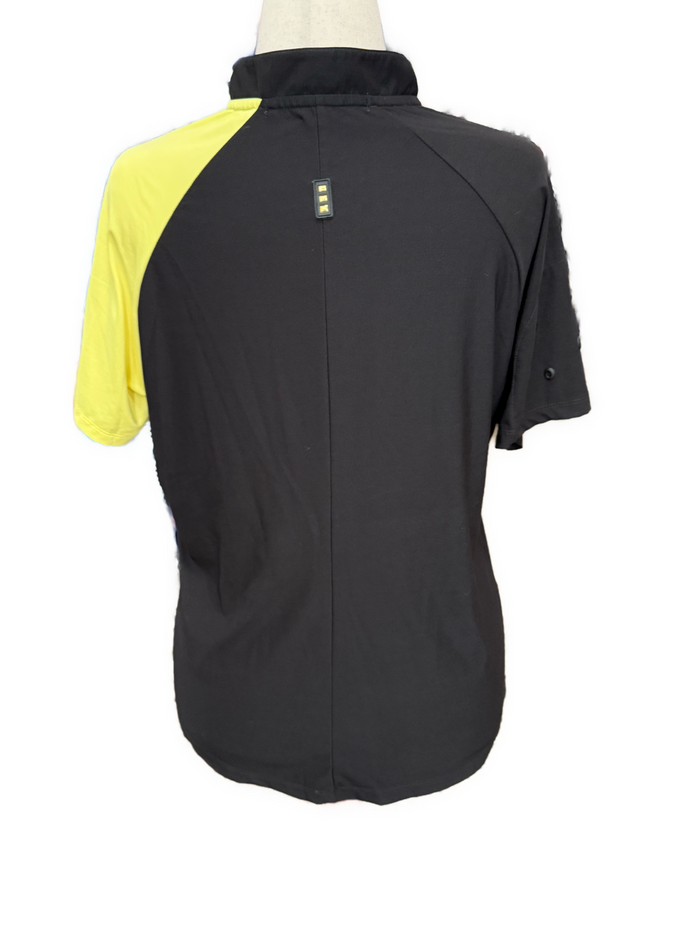 Jamie Sadock Women's Black & Yellow Short Sleeve Golf Top