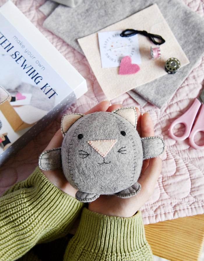 Kitten Beginner's Felt Craft Sewing Kit, Clara and Macy