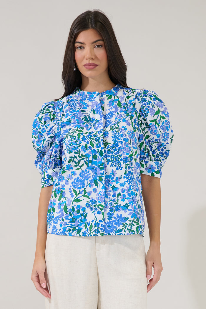 Klina Drape Sleeve Top Floral