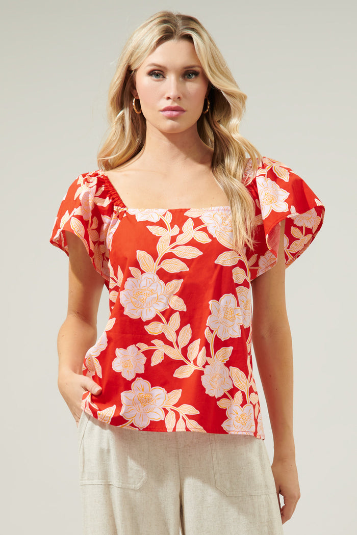 Lilo Tropics Swazi Flutter Sleeve Top