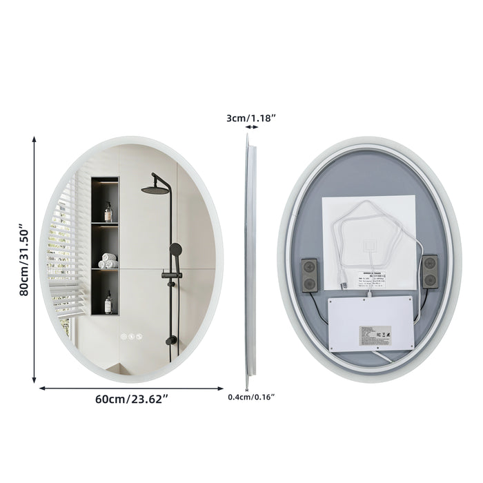 LUVODI LED Bluetooth Bathroom Mirror with Speakers Anti-Fog Lighted Vanity 23.6x31.5in