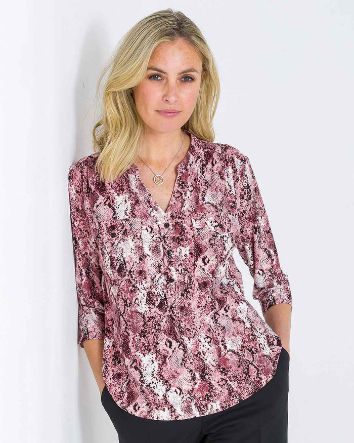 Macy Patterned Jersey 3/4 Sleeve Blouse - James Meade