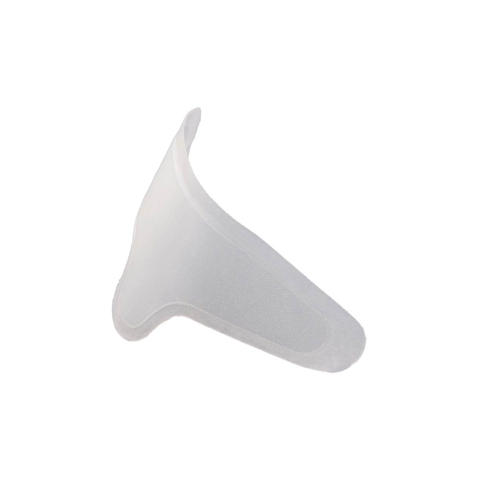 White plastic funnel-shaped object on a white background