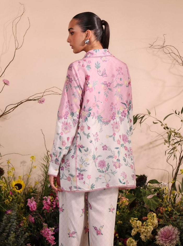 Mulmul Lawn Printed Oona Pink Shirt