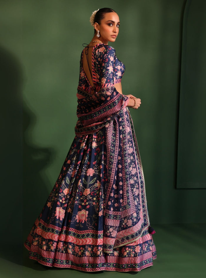 Mulmul Organza Printed Jhanak Navy Dupatta
