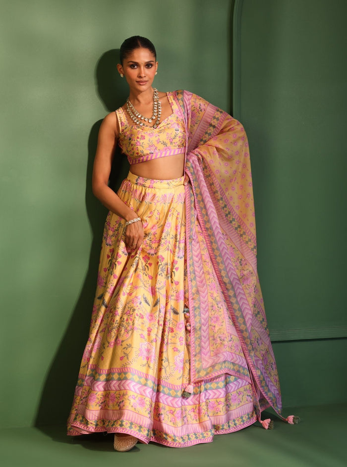 Mulmul Organza Printed Jhanak Yellow Dupatta