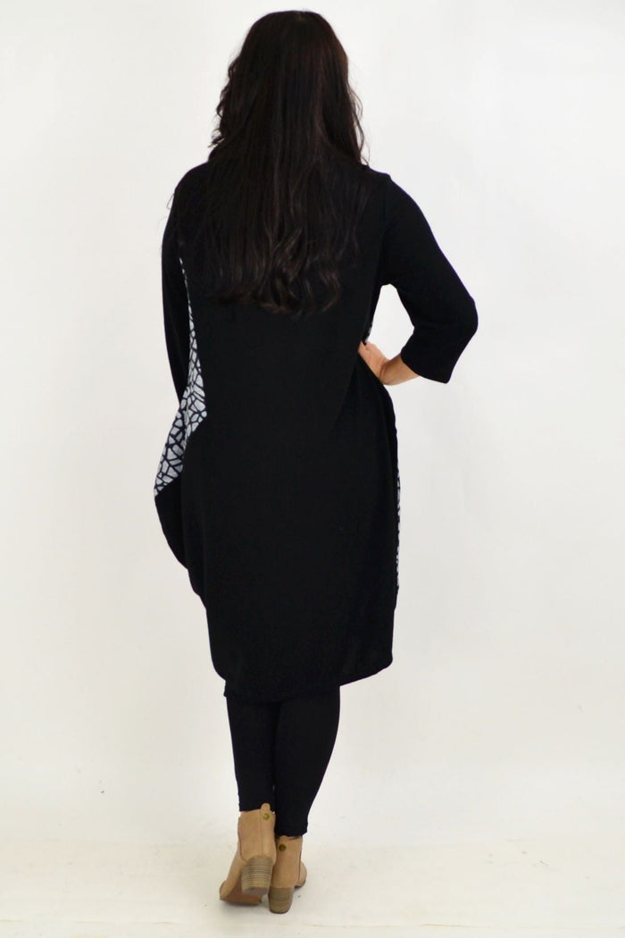 Navy warm winter tunic dress by Whispers, featuring long sleeves and a cozy fit, displayed on a mannequin.