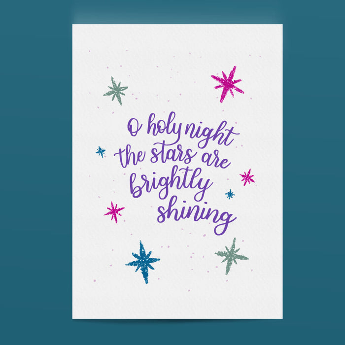 O Holy Night, The Stars Are Brightly Shining Christmas Carol Print