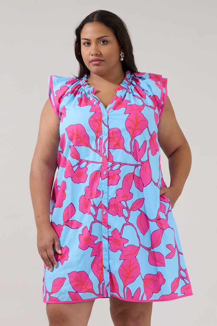 Olera Ruffle Mini Dress Floral Curve