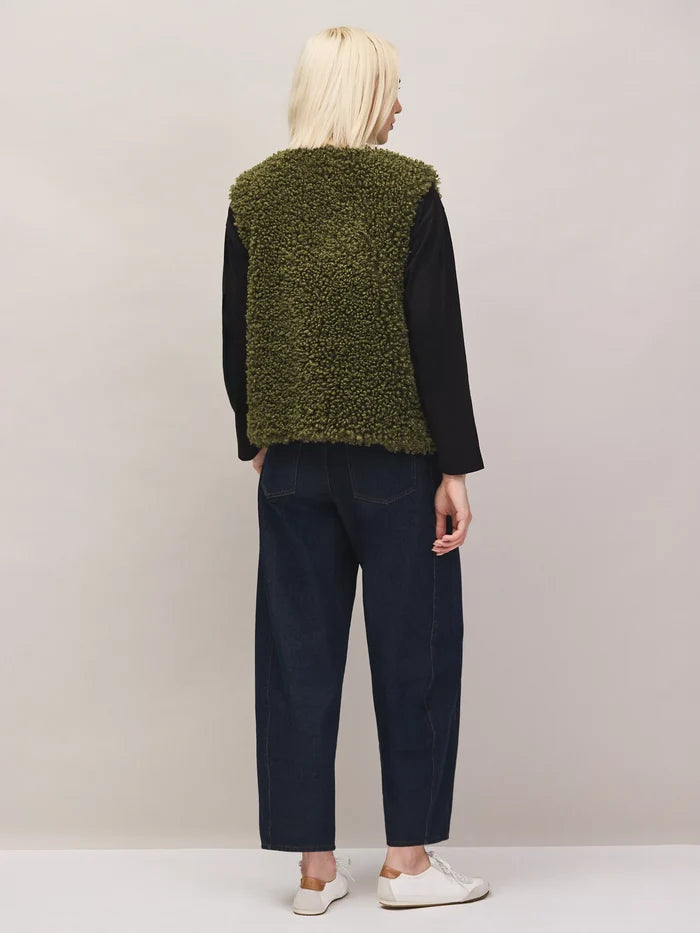 Olive faux shearling gilet