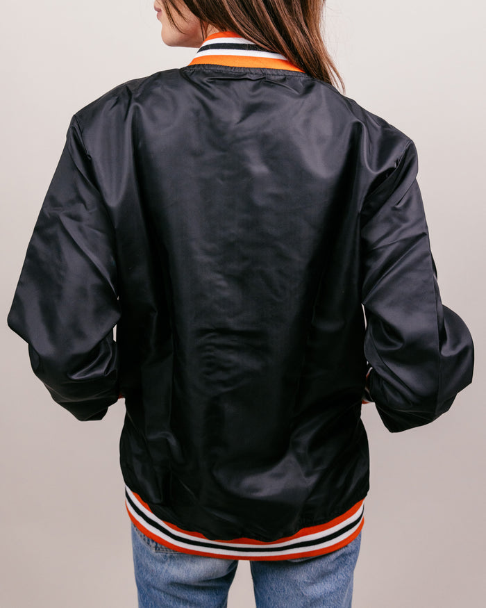 OSU Cowgirls Script Black Vintage Varsity Jacket Back
