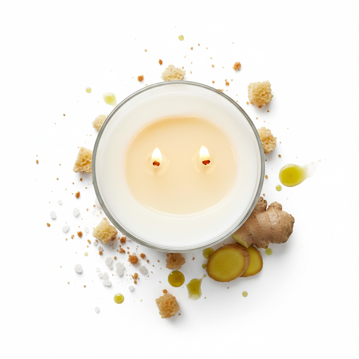 vela de cera vegetal. handmade 100% natural. gengibre. pan, aceite, sal