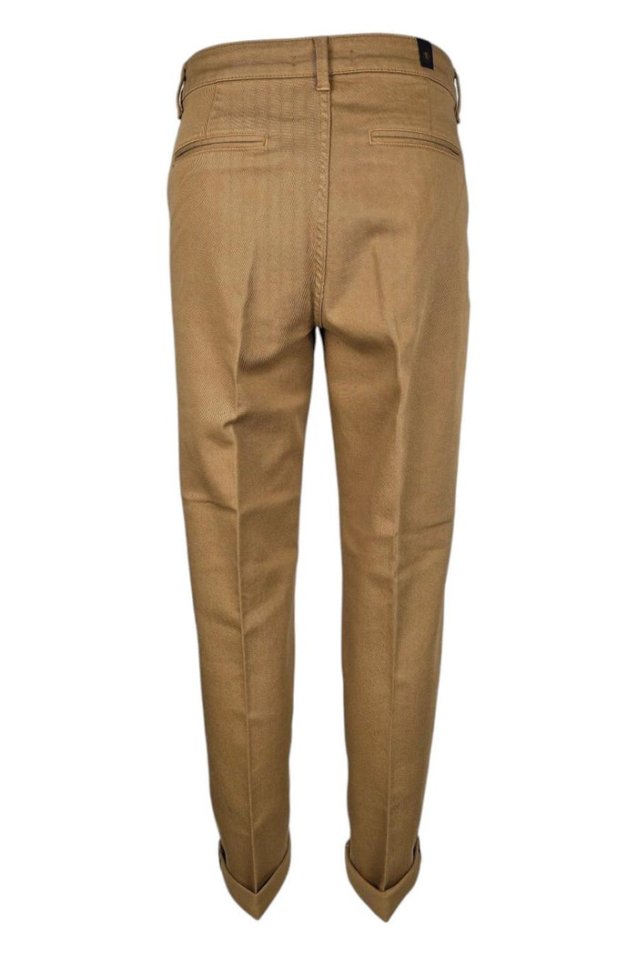 pantalone donna chino in drill di cotone nocciola