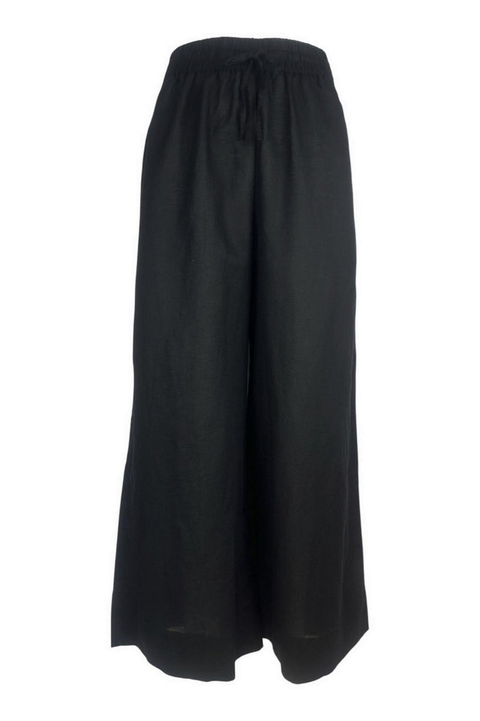 pantalone donna in lino nero