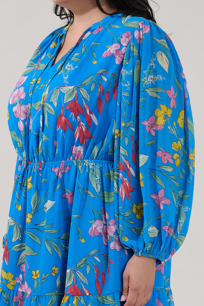 Paxton Balloon Sleeve Mini Dress Fiona Floral Curve