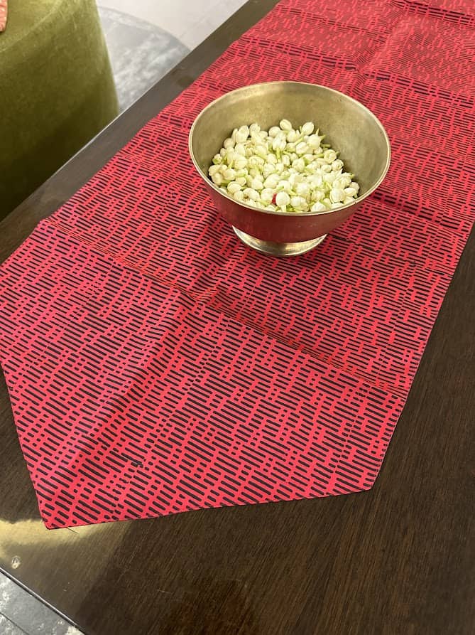 pink silk table runner