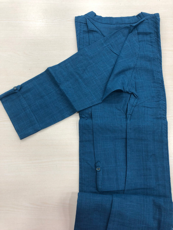 Pintuck Yoke kurti - Blue