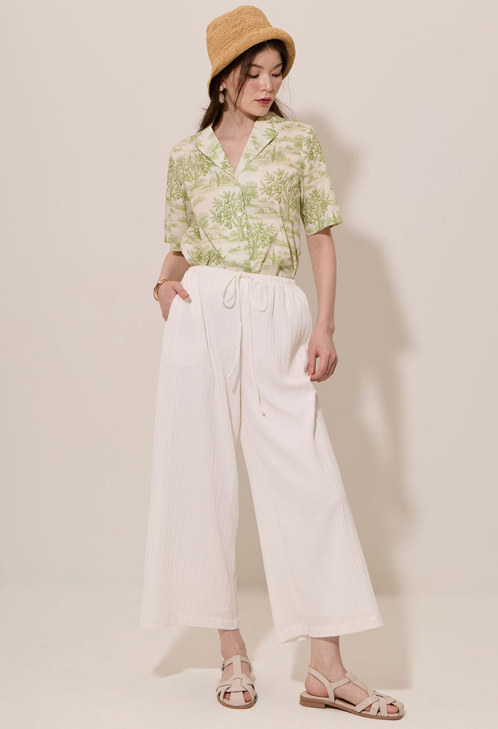 Plissé Elastic Drawstring Pants