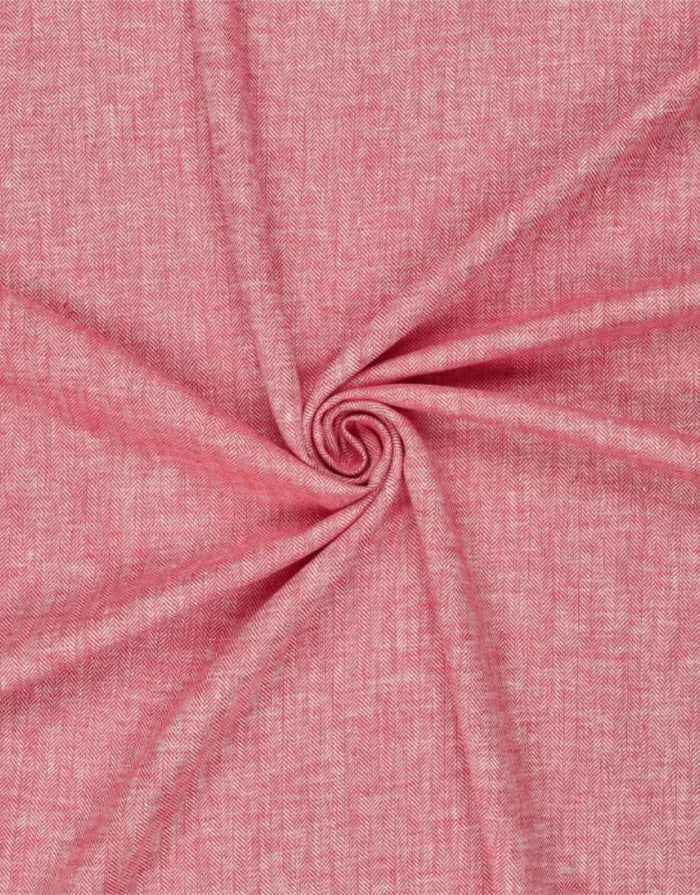 Red Herringbone Cotton Linen Fabric