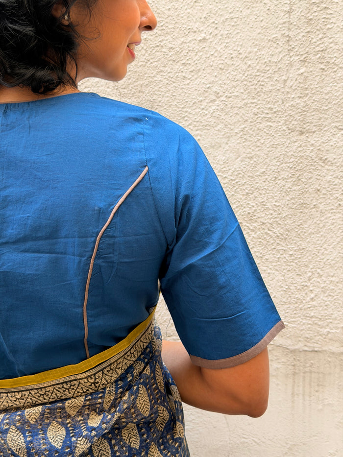 Sarla plain indigo cotton blouse