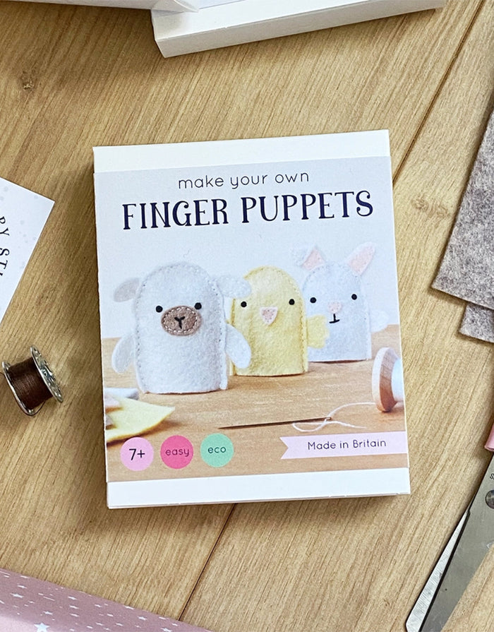 Spring Animal Finger Puppets Felt Craft Sewing Kit, Clara and Macy