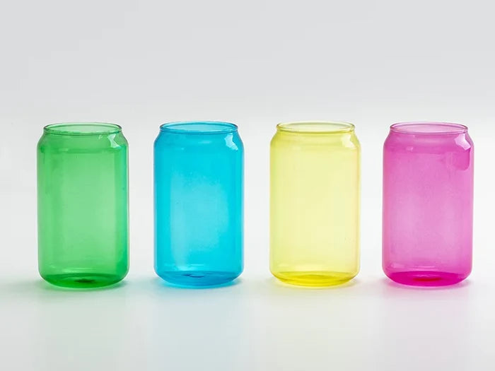 Sublimation Blanks 13oz/400ml Full Color Can Glass Mug with Straw(Blue)