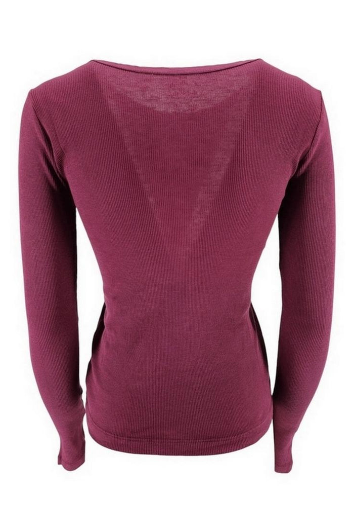 t-shirt donna a costine bordeaux