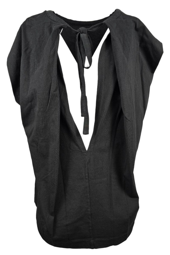 t-shirt donna con aperura nella schiena nero